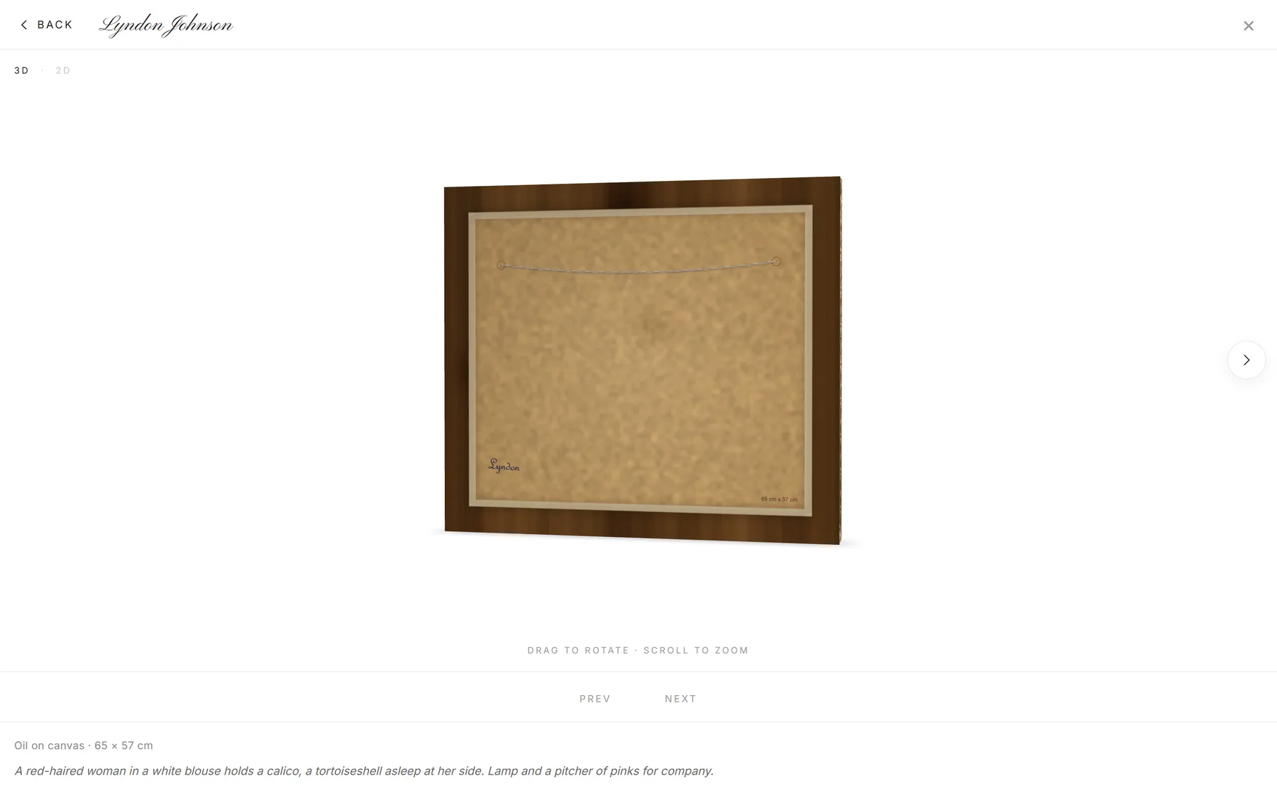 The same painting turned all the way over to its back, showing the reconstructed canvas backing and signature